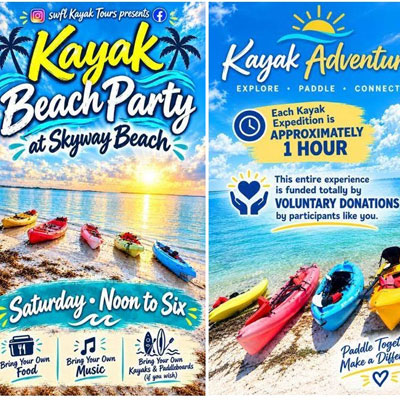 Kayak Beach Party and Latin Dancing at Skyway Beach