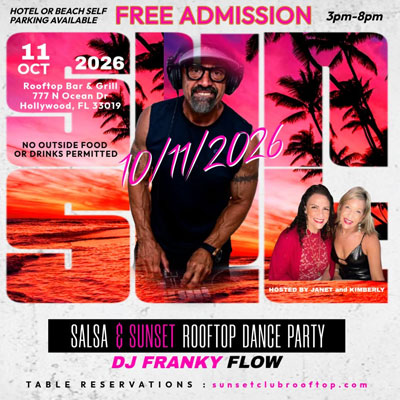 Salsa & Bachata Sunset Rooftop Party Hollywood Beach