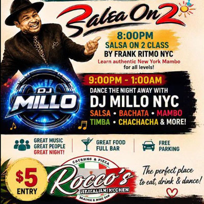 Lively Latin dance floor at Rocco's Italian Kitchen & Bar